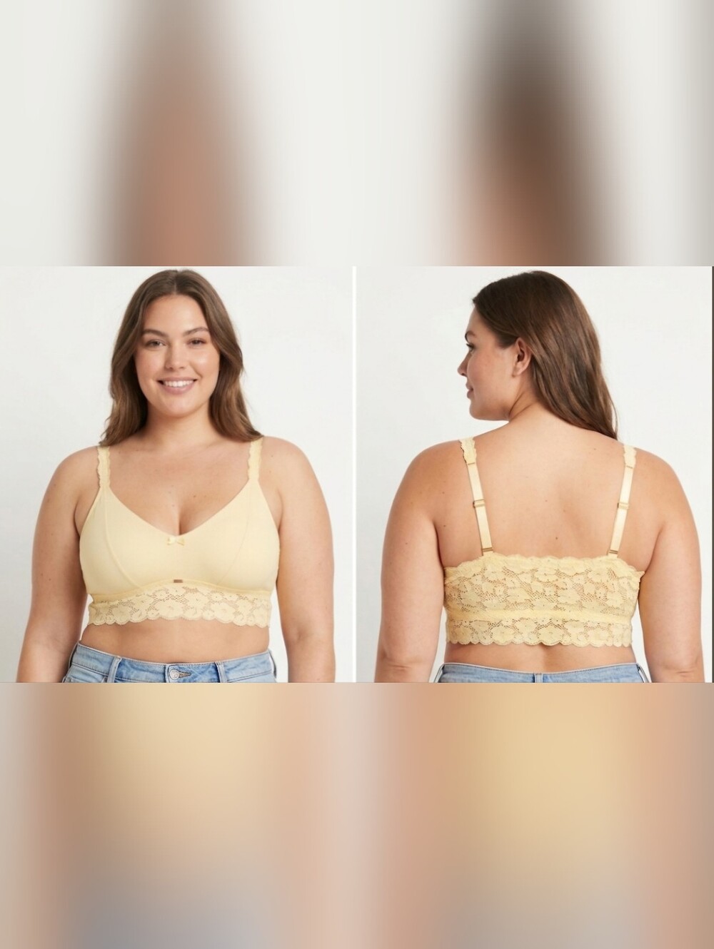 Vera Lace-Trim Wireless Bralette in Pale Yellow